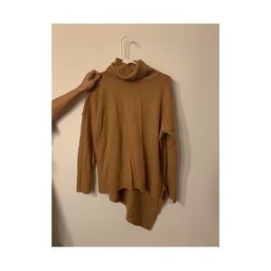 NWOT asymmetrical camel colored turtleneck sweater